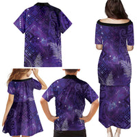 Aotearoa Taniko Matariki Family Matching Puletasi and Hawaiian Shirt Cosmic Violet LT7 - Polynesian Pride