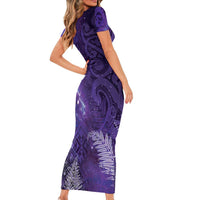 Aotearoa Taniko Matariki Family Matching Short Sleeve Bodycon Dress and Hawaiian Shirt Cosmic Violet