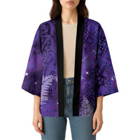 Aotearoa Taniko Matariki Kimono Cosmic Violet