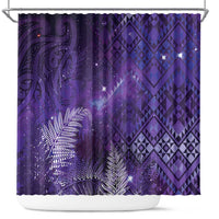 Aotearoa Taniko Matariki Shower Curtain Cosmic Violet LT7 Purple - Polynesian Pride