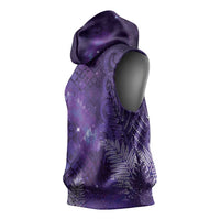 Aotearoa Taniko Matariki Sleeveless Hoodie Cosmic Violet LT7 - Polynesian Pride