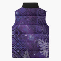 Aotearoa Taniko Matariki Sleeveless Puffer Jacket Cosmic Violet LT7 - Polynesian Pride