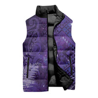 Aotearoa Taniko Matariki Sleeveless Puffer Jacket Cosmic Violet LT7 - Polynesian Pride