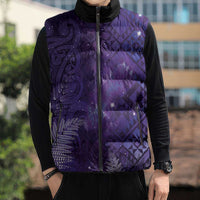 Aotearoa Taniko Matariki Sleeveless Puffer Jacket Cosmic Violet LT7 - Polynesian Pride