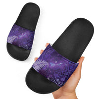 Aotearoa Taniko Matariki Slide Sandals Cosmic Violet LT7 - Polynesian Pride