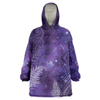 Aotearoa Taniko Matariki Wearable Blanket Hoodie Cosmic Violet LT7 One Size Purple - Polynesian Pride