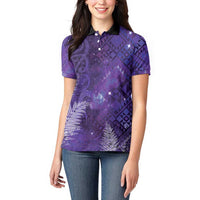 Aotearoa Taniko Matariki Women Polo Shirt Cosmic Violet LT7 - Polynesian Pride