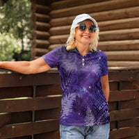 Aotearoa Taniko Matariki Women Polo Shirt Cosmic Violet LT7 - Polynesian Pride
