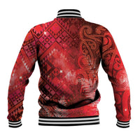 Aotearoa Taniko Matariki Baseball Jacket Cosmic Red LT7 - Polynesian Pride