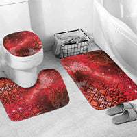 Aotearoa Taniko Matariki Bathroom Set Cosmic Red LT7 Mat Set Only (3 pcs) One Size Red - Polynesian Pride