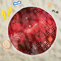 Aotearoa Taniko Matariki Beach Blanket Cosmic Red LT7 One Size 150cm Red - Polynesian Pride