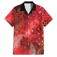 Aotearoa Taniko Matariki Family Matching Short Sleeve Bodycon Dress and Hawaiian Shirt Cosmic Red