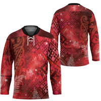 Aotearoa Taniko Matariki Hockey Jersey Cosmic Red LT7 - Polynesian Pride