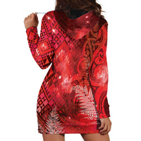 Aotearoa Taniko Matariki Hoodie Dress Cosmic Red LT7 - Polynesian Pride