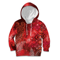 Aotearoa Taniko Matariki Kid Hoodie Cosmic Red LT7 Hoodie Red - Polynesian Pride