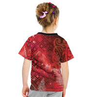 Aotearoa Taniko Matariki Kid T Shirt Cosmic Red LT7 - Polynesian Pride