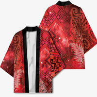 Aotearoa Taniko Matariki Kimono Cosmic Red