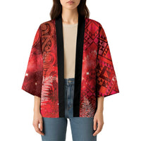 Aotearoa Taniko Matariki Kimono Cosmic Red