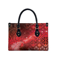 Aotearoa Taniko Matariki Leather Bag Cosmic Red LT7 - Polynesian Pride