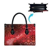 Aotearoa Taniko Matariki Leather Bag Cosmic Red LT7 - Polynesian Pride