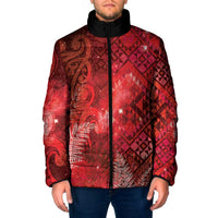 Aotearoa Taniko Matariki Padded Jacket Cosmic Red LT7 Men Red - Polynesian Pride