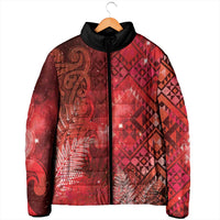 Aotearoa Taniko Matariki Padded Jacket Cosmic Red LT7 - Polynesian Pride