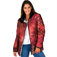 Aotearoa Taniko Matariki Padded Jacket Cosmic Red LT7 Women Red - Polynesian Pride