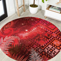 Aotearoa Taniko Matariki Round Carpet Cosmic Red LT7 Red - Polynesian Pride