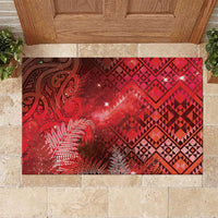 Aotearoa Taniko Matariki Rubber Doormat Cosmic Red LT7 Red - Polynesian Pride