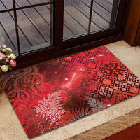 Aotearoa Taniko Matariki Rubber Doormat Cosmic Red LT7 - Polynesian Pride