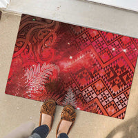 Aotearoa Taniko Matariki Rubber Doormat Cosmic Red LT7 - Polynesian Pride
