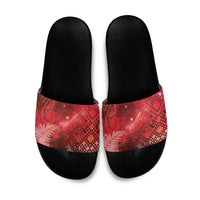 Aotearoa Taniko Matariki Slide Sandals Cosmic Red LT7 Red - Polynesian Pride