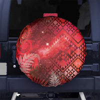 Aotearoa Taniko Matariki Spare Tire Cover Cosmic Red LT7 No hole Red - Polynesian Pride