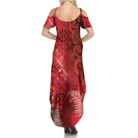 Aotearoa Taniko Matariki Summer Maxi Dress Cosmic Red LT7 - Polynesian Pride