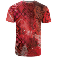Aotearoa Taniko Matariki T Shirt Cosmic Red LT7 - Polynesian Pride