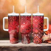 Aotearoa Taniko Matariki Tumbler With Handle Cosmic Red LT7 - Polynesian Pride