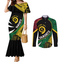 Vanuatu Independence Day Yumi 44 Couples Matching Mermaid Dress and Long Sleeve Button Shirt LT7 Colorful - Polynesian Pride