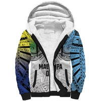Malampa Fiji Day Sherpa Hoodie Gradient Style LT7 Unisex White - Polynesian Pride