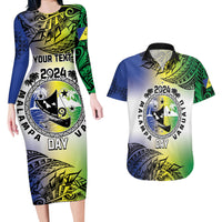 Malampa Day Couples Matching Long Sleeve Bodycon Dress and Hawaiian Shirt Emblem Gradient Style LT7 Colorful - Polynesian Pride