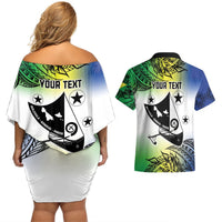 Malampa Day Couples Matching Off Shoulder Short Dress and Hawaiian Shirt Emblem Gradient Style LT7 - Polynesian Pride