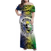 Malampa Day Family Matching Off Shoulder Maxi Dress and Hawaiian Shirt Emblem Gradient Style LT7 Mom's Dress Colorful - Polynesian Pride