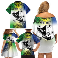Malampa Day Family Matching Off Shoulder Short Dress and Hawaiian Shirt Emblem Gradient Style LT7 - Polynesian Pride
