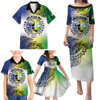 Malampa Day Family Matching Puletasi and Hawaiian Shirt Emblem Gradient Style LT7 - Polynesian Pride