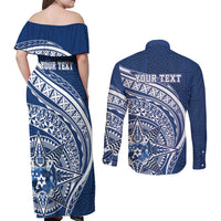 Tonga Queen Salote College Personalized Couples Matching Off Shoulder Maxi Dress and Long Sleeve Button Shirt Ngatu Tokelaufeletoa Motifs
