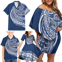 Tonga Queen Salote College Personalized Family Matching Off Shoulder Short Dress and Hawaiian Shirt Ngatu Tokelaufeletoa Motifs