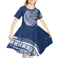 Tonga Queen Salote College Personalized Kid Short Sleeve Dress Ngatu Tokelaufeletoa Motifs