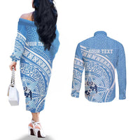 Tonga Apifo'ou Kolisi Personalized Couples Matching Off The Shoulder Long Sleeve Dress and Long Sleeve Button Shirt Ngatu Tokelaufeletoa Motifs