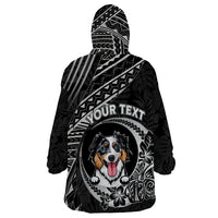 Personalised Polynesian Dog Wearable Blanket Hoodie With Australian Shepherd - Crescent Style LT7 - Polynesian Pride