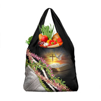 Hawaii Mokihana Mix Pikake Leis Mahalo 'Olelo Grocery Bag Black LT7 1-pack One Size Black - Polynesian Pride