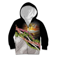 Hawaii Mokihana Mix Pikake Leis Mahalo 'Olelo Kid Hoodie Black LT7 Zip Hoodie Black - Polynesian Pride